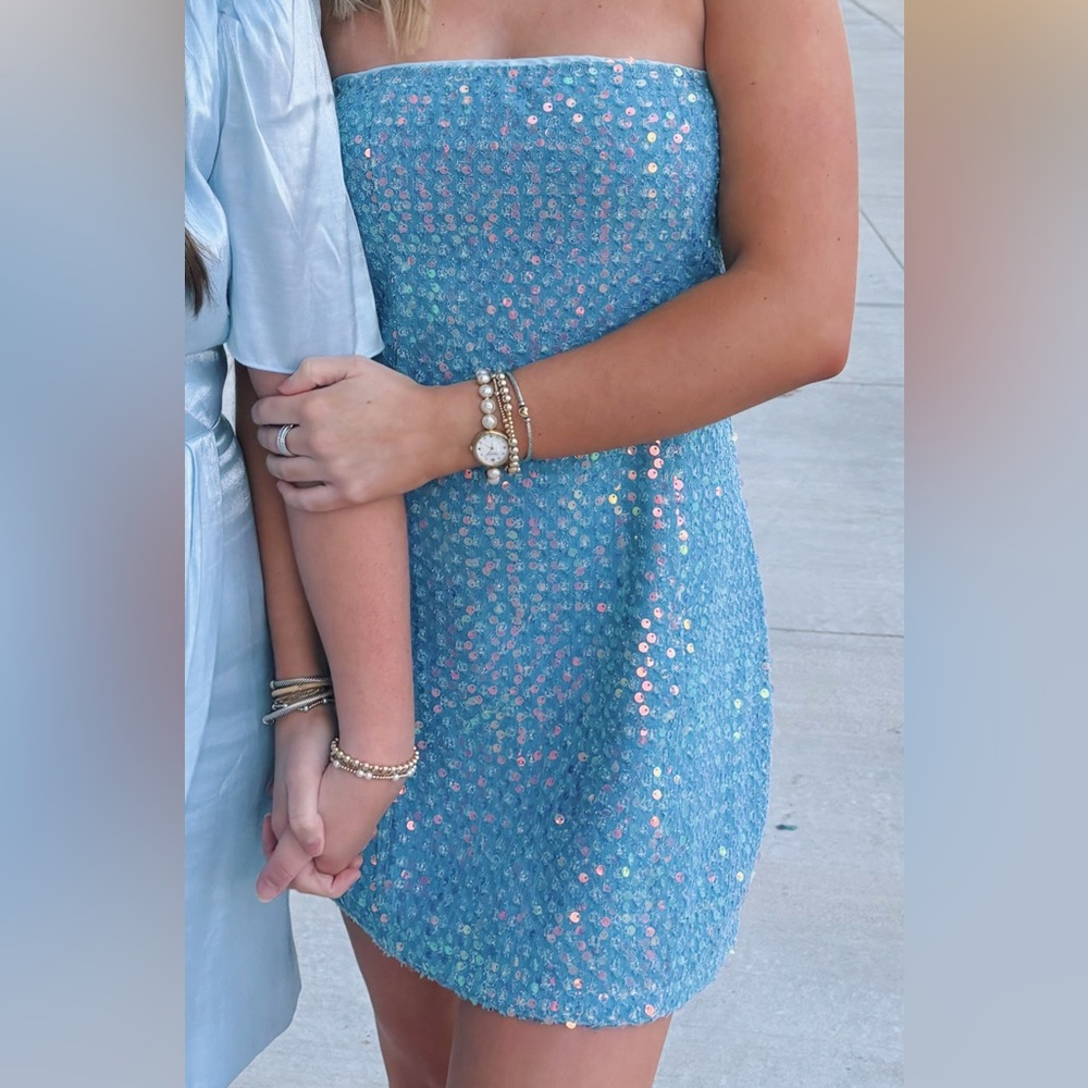 Super down light blue sparkly dress